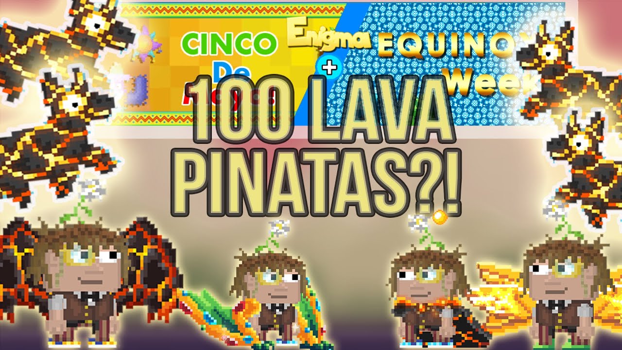 100 Lava Pinatas! Equinox Scarf, Volcanic and Wyvern Wings! | Growtopia ...