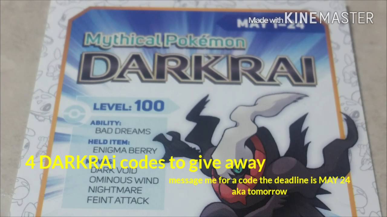 Pokemon sun and moon preparation Darkrai codes YouTube