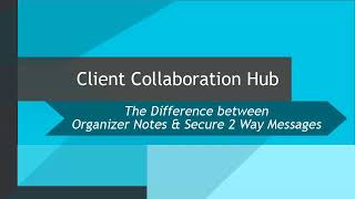 CCH Axcess™ Client Collaboration: The Difference Between Organizer Notes & Secure 2 Way Messages