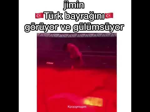 JİMİN TÜRK BAYRAĞINI GÖRÜYOR VE GÜLÜMSÜYOR♡♡♡♡♡♡♡♡♡♡