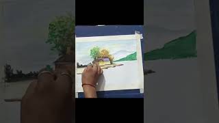 Scenery Drawing | Oil Pastels | #drawing #scenery #youtubeshorts