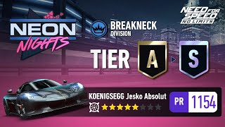 Neon Nights (UGR) Tier A to S with 5⭐ Koenigsegg Jesko Absolut (2024) | Need For Speed: No Limits