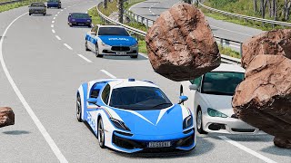 Cars vs Rockslide - BeamNG Drive