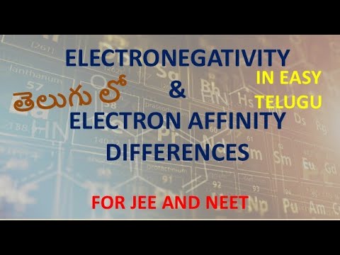 Differences between electronegativity and electron affinity in simple, best explanation in telugu