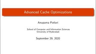 Advanced Cache Optimization - Part 1 | ACA | Anupama Potluri | Rukma Rekha