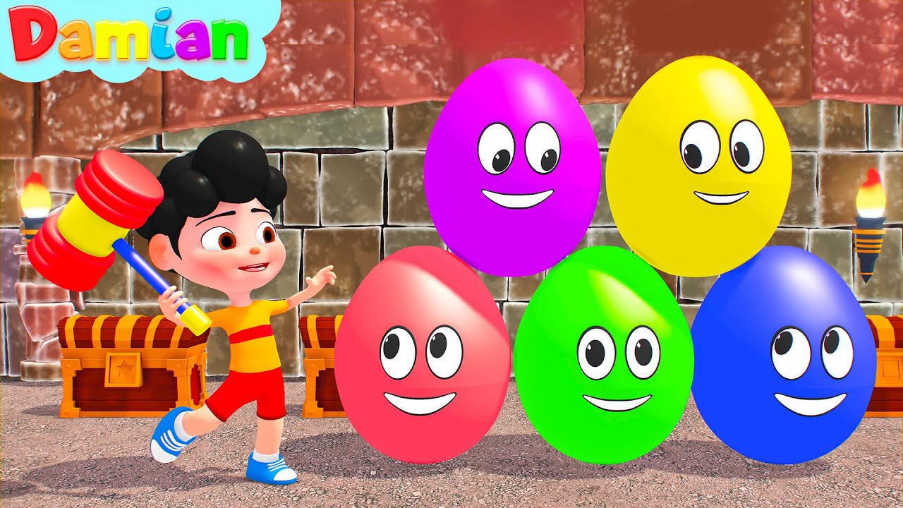 Damian Explores Colorful Surprise Eggs +More| Yes Yes Playground Song | Damian Nursery Rhymes