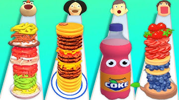 NOODLE RUN vs BURGER RUN vs JUICE RUN vs PANCAKE RUN - Quadruple Gameplay