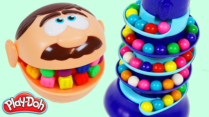 Feeding Mr. Play Doh Head Rainbow Gumballs from Du...