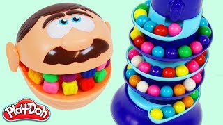 Feeding Mr. Play Doh Head Rainbow Gumballs from Dubble Bubble Candy Dispenser! screenshot 4