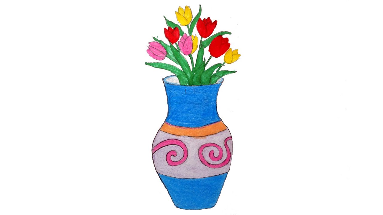 How to Draw Flower Vase Step by Step | Уроки рисования - YouTube