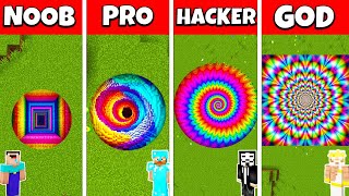 Minecraft Rainbow Tunnel Pit Build Challenge - Noob vs Pro vs Hacker vs God Animation