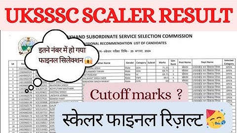 उत्तराखंड स्केलर रिजल्ट 2024 25 😱|UKSSSC Scaler final result/cutoff marks 🥳
