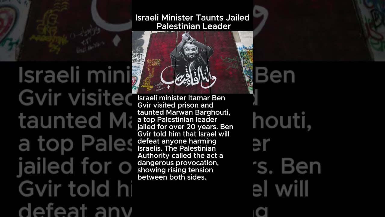 Israeli Minister Taunts Jailed Palestinian Leader Israel Palestine Marwanbarghouti Shorts