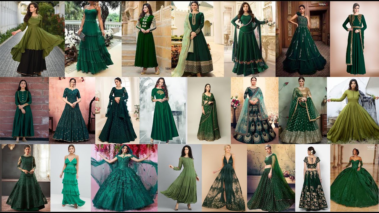 OXALIS Womens Georgette Traditional And Party Wear Ethnic Long Green color  Gown Western Dress With V