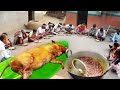 How santali tribe people clean pig meat and eating with their family || suyar meat cooking recipe