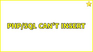 Phpsql Cant Insert