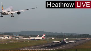 ?London Heathrow Airport Live Crosswind Landings Storm Pia Emirates Dubai A380 British Airways A350