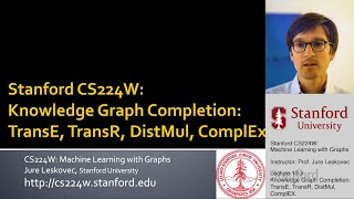 Stanford CS224W: ML with Graphs | 2021 | Lecture 10.3 - Knowledge Graph Completion Algorithms screenshot 2
