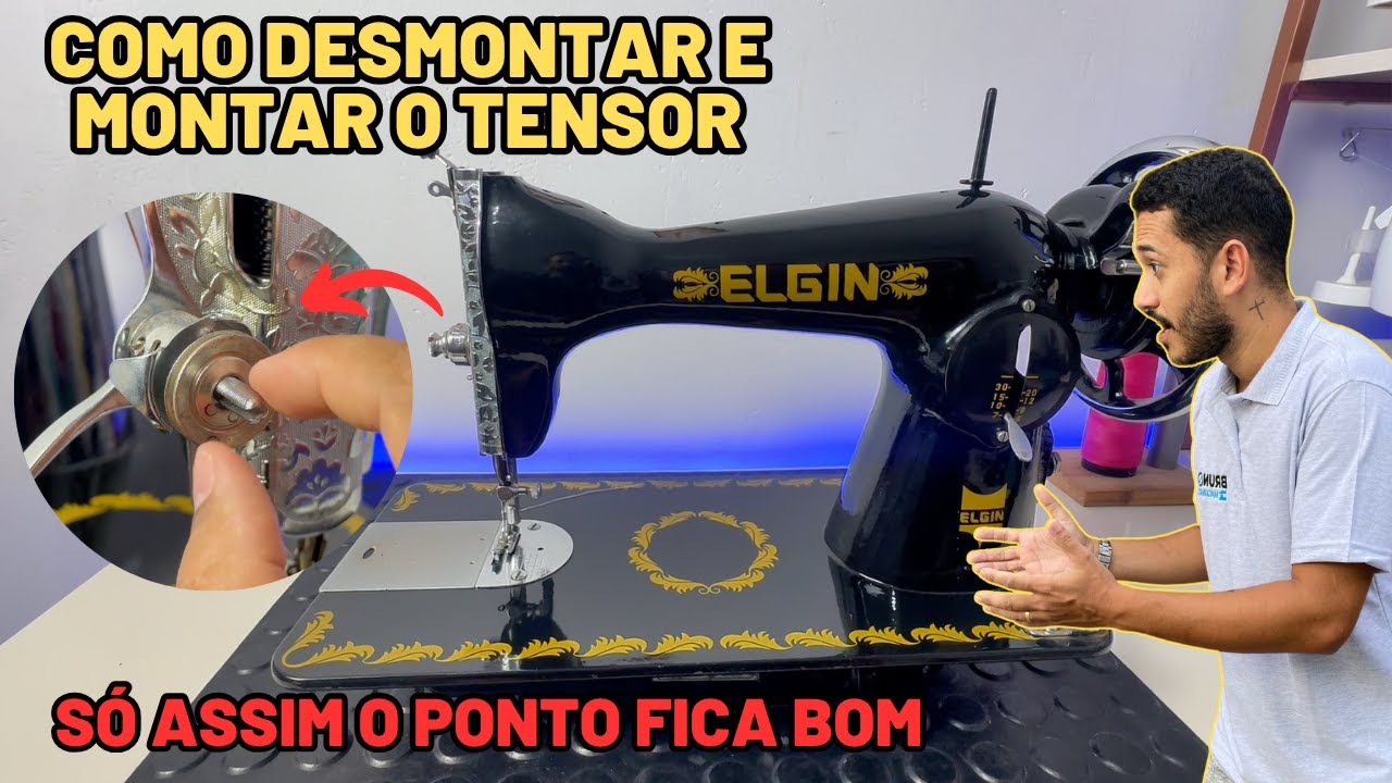 Como montar ou trocar o tensor da máquina de costura pretinha antiga - Como colocar o tensor fácil