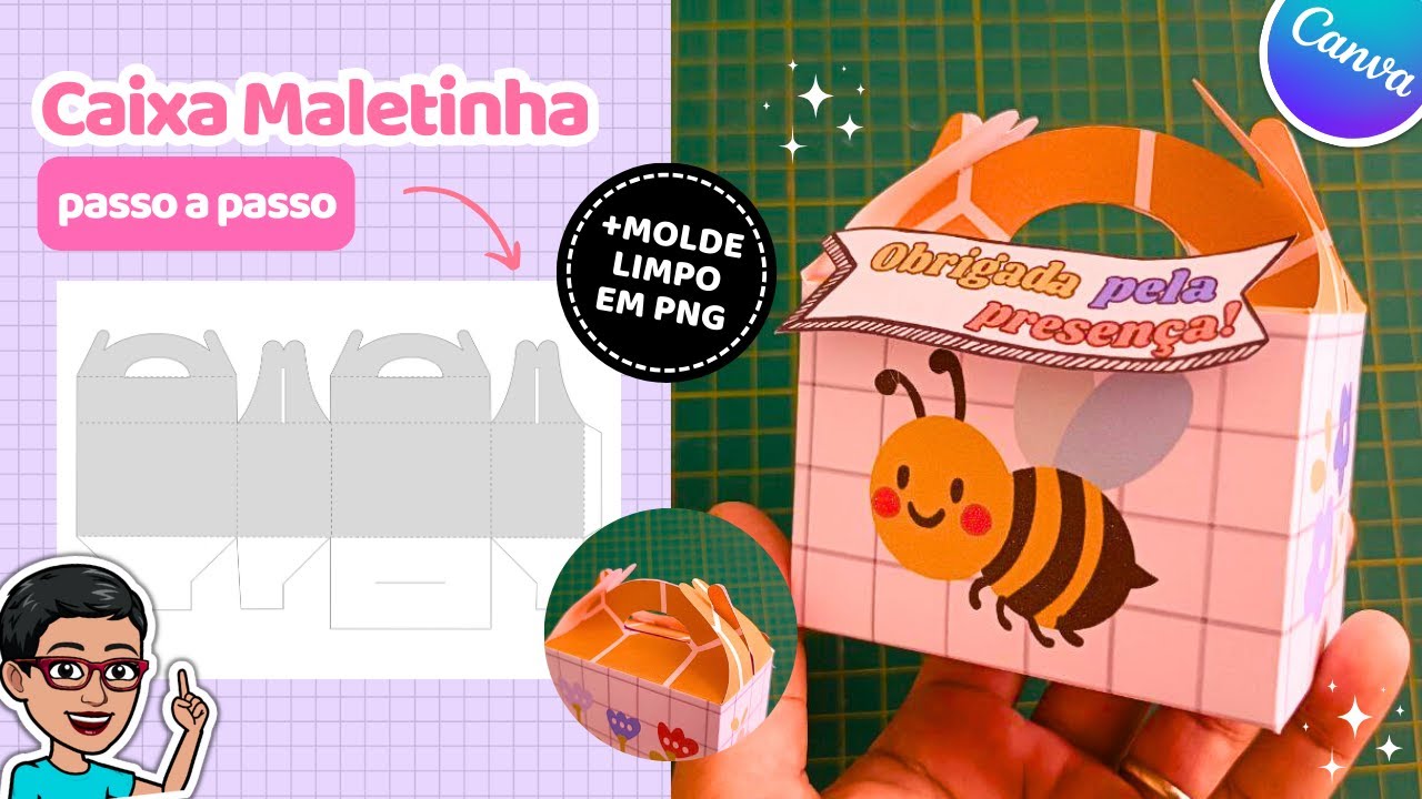 Como fazer CAIXA MALETA no Canva: Passo a passo fácil + Molde Grátis