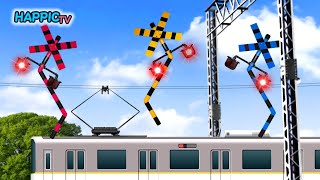 【踏切】電車に乗って移動する踏切カンカン | 交通 | 踏切アニメ / Train &amp; Railroad Crossing Anime - Dancing Crossing -