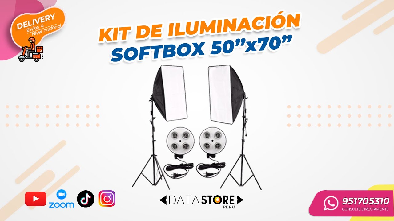 Kit de Iluminación Fotográfica (Softbox 50"x70" - 4 Focos) 🎥
