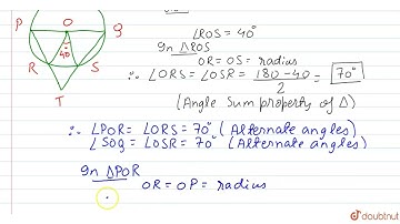 PQ is a diameter of a circle with centre O. RS is a chord parallel to PQ that subtends an angle ...
