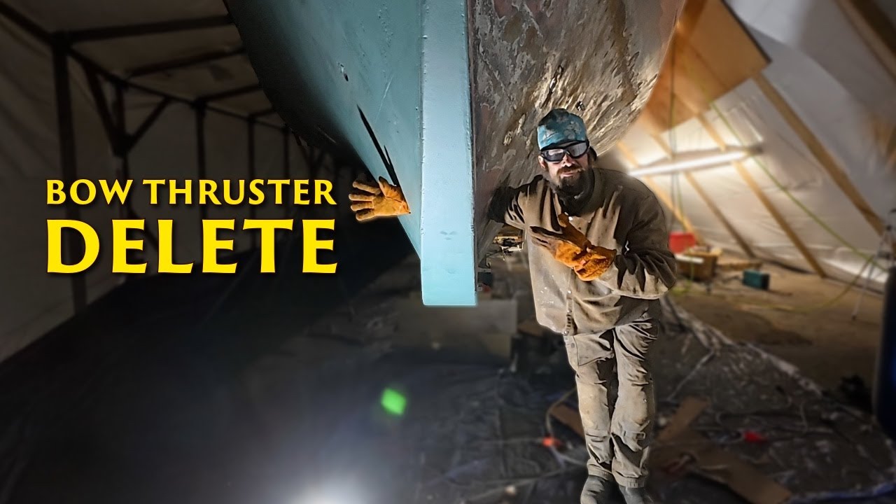 ⁣Removing the Bow Thruster  | Steel Sailboat Hull Restoration