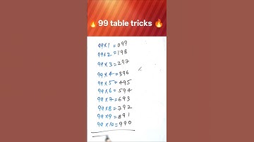 99 table trick | table trick of 99 | table of 99 | 99 ka table | #table​ #tables​ #shorts​ #maths​