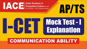AP/TS I-CET Mock Test - 1 Explanation COMMUNICATION ABILITY | IACE