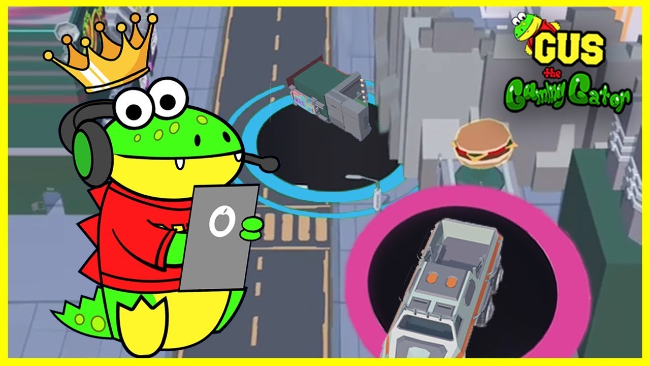 Let's Play Hole.io on the iPad ESCAPE THE BLACK HOLE with Gus the Gummy Gator