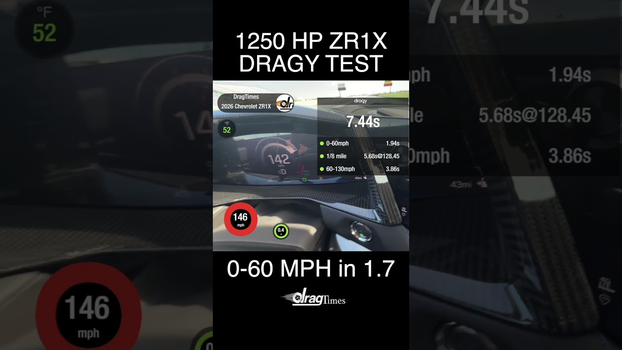 First 1250 HP ZR1X Dragy Test 0-60 MPH in 1.7 Seconds!