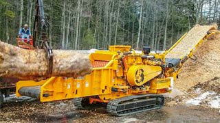 Dangerous Powerful Whole Tree Chipping Machines, Fastest Tree Destroy Stump Grinding Equipment