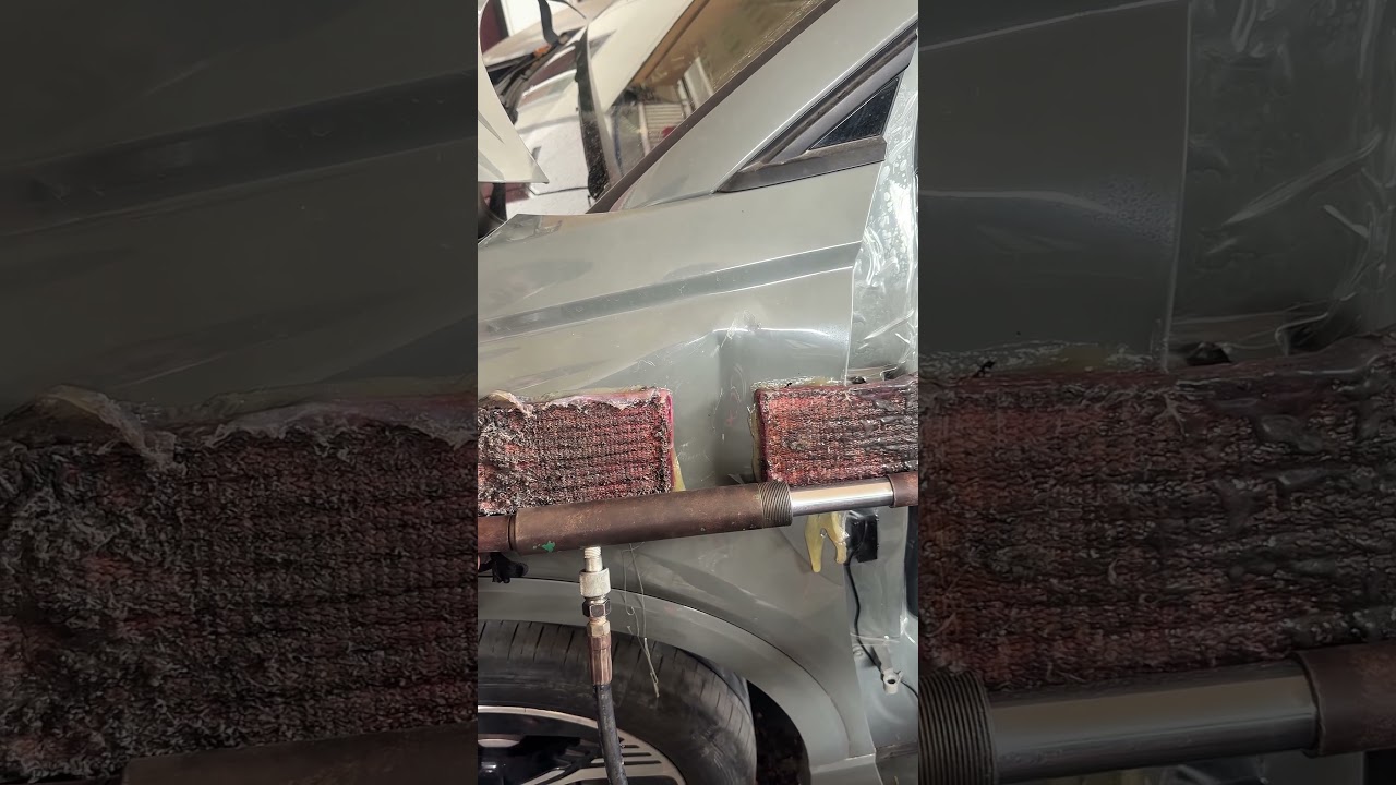How To Remove Huge Fender Dent With Hydraulic Glue Puller - Pro Trick! 🔧 #shorts #dentrepair #pdr