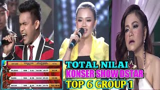 TOTAL Nilai GROUP 1 TOP 6 Konser SHOW DSTAR Indosiar