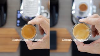 DeLonghi Dedica EC685 Normal Portafilter vs Bottomless Portafilter.