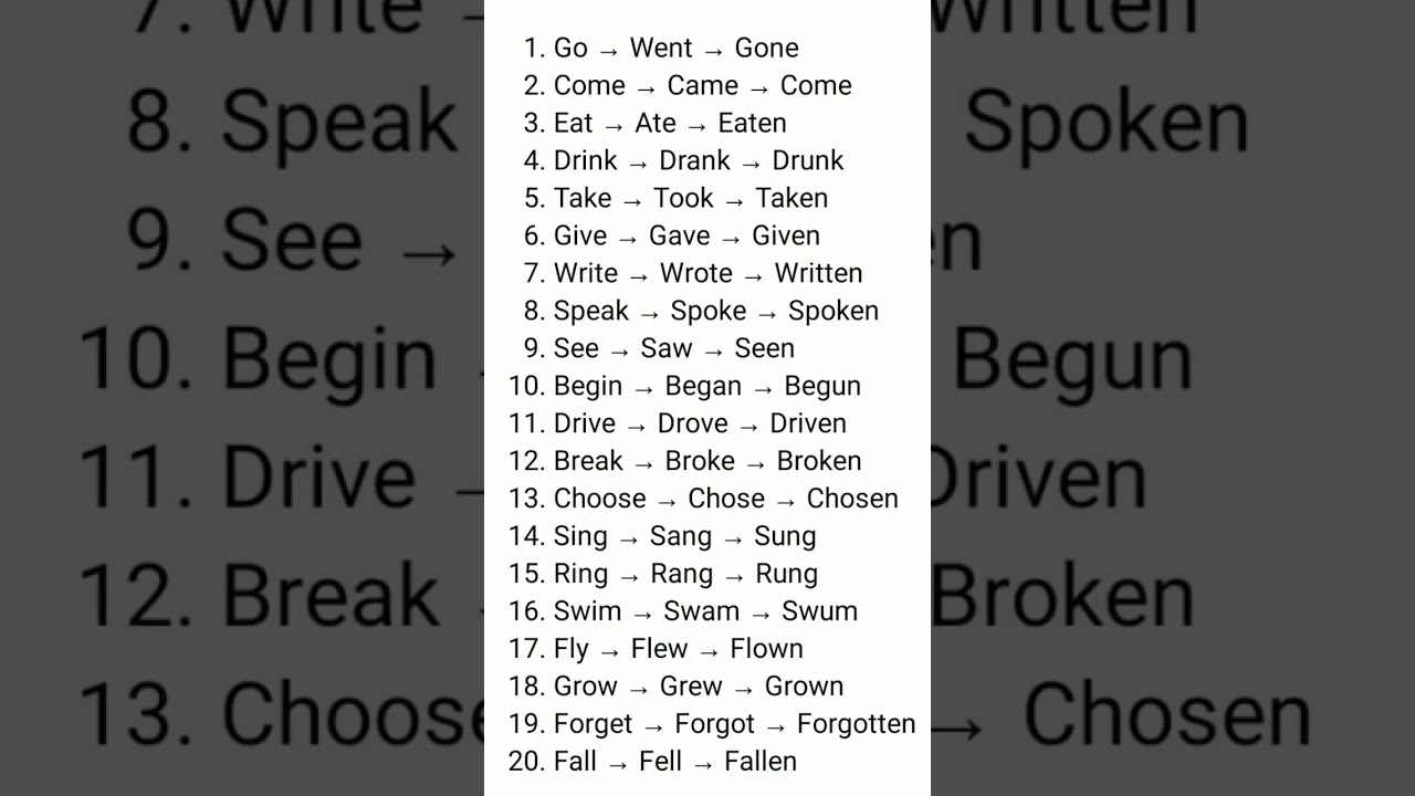 #  Irregular verbs # Excellence brilliant coaching centre ##