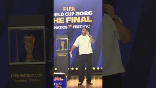 Rio Ferdinand intros the FIFA World Cup Final press conference at Fanatics Fest
