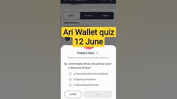Ari Wallet Daily Quiz 12 June 2025| AriWallet Testnet Airdrop #ariwalletquiztoday #ariwalletairdrop