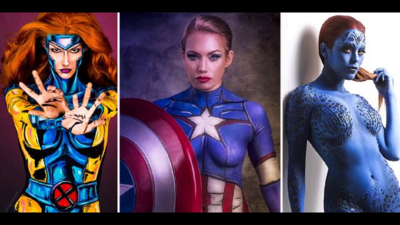 Body paint cosplay superheroes YouTube