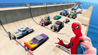 SPIDERMAN, NARUTO, BATMAN, HULK - Racing Classic Cars - Ramp on The River screenshot 3