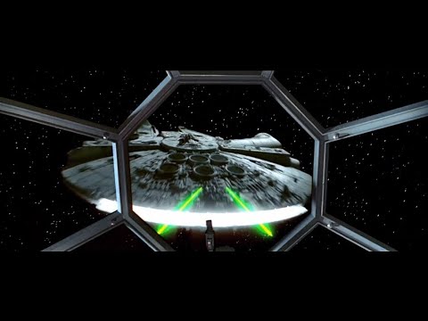 Star Wars 1977 | The Millennium Falcon in a battle with four Tie Fighters | Original |