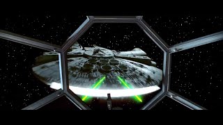 Star Wars 1977 | The Millennium Falcon in a battle with four Tie Fighters | Original Audio |