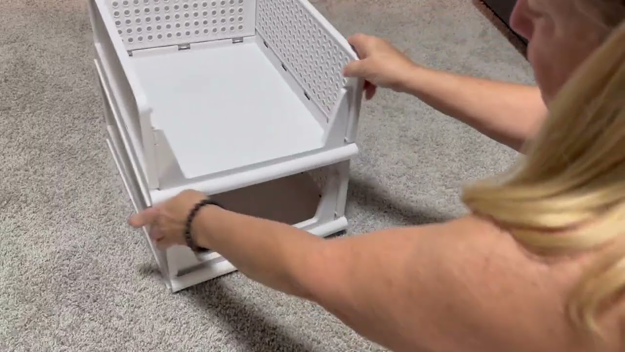 caktraie 5 Pack Stackable Closet Organizer Box, Stackable Storage Bins, Plastic Storage Basket Folda