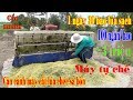 Cận cảnh máy cắt lúa chéc tự chế xả bồn rất nhiều lúa