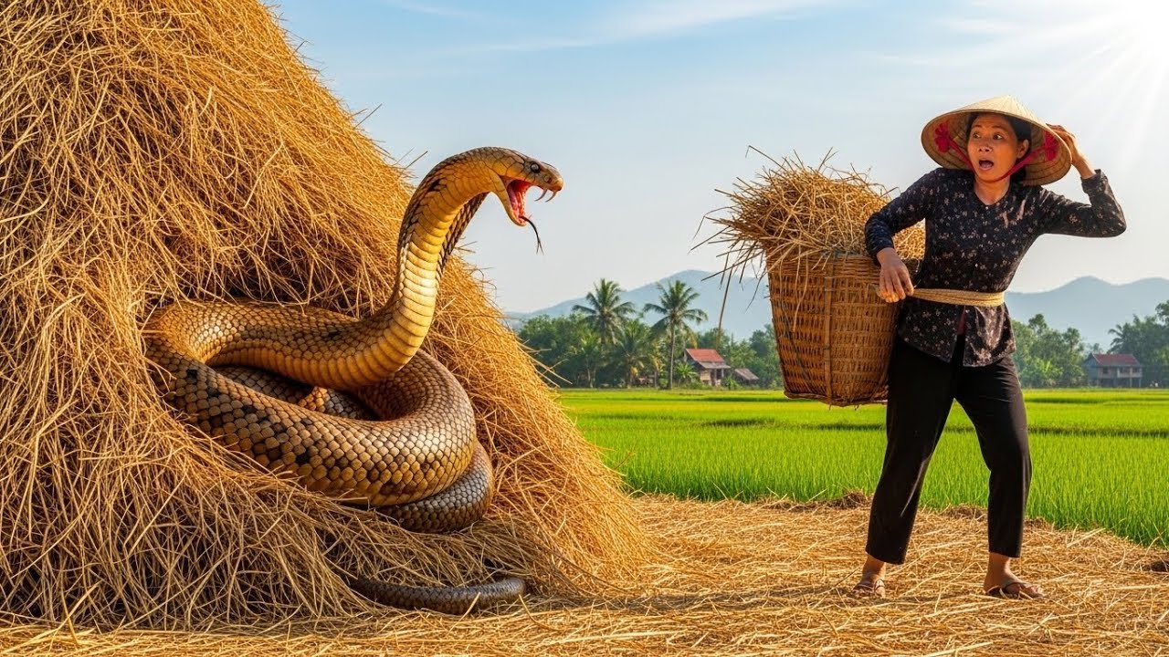 Cuộc gọi khẩn cấp: bắt gặp đàn rắn hổ mang canh cổ vật ở đống rơm