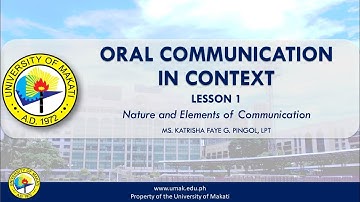 Lesson 1: Nature and Elements of Communication | Oral Communication in Context