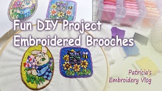 Make Your Own DIY Cute Animal Embroidery Art Embroidered Brooches Pins Demonstration