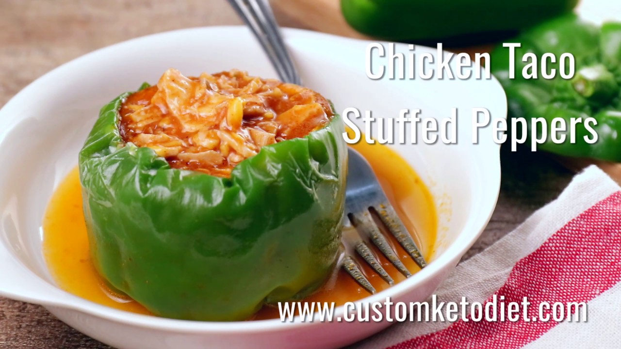 Keto Chicken Taco Stuffed Peppers Recipe Youtube