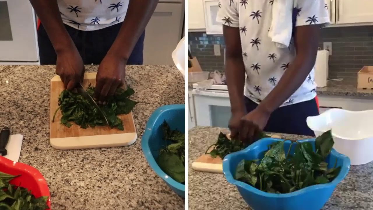 I got Nigerian pumpkin leaves from my father Inlaw's summer harvest